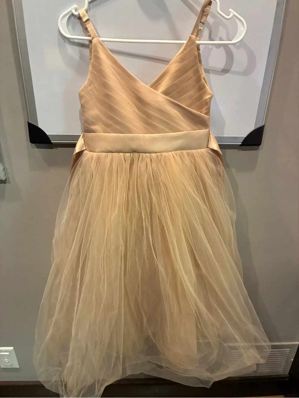 Girls' Sleeveless Champagne Tulle Dress